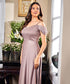 Chiffon Cold Shoulder Brown Maxi Dress